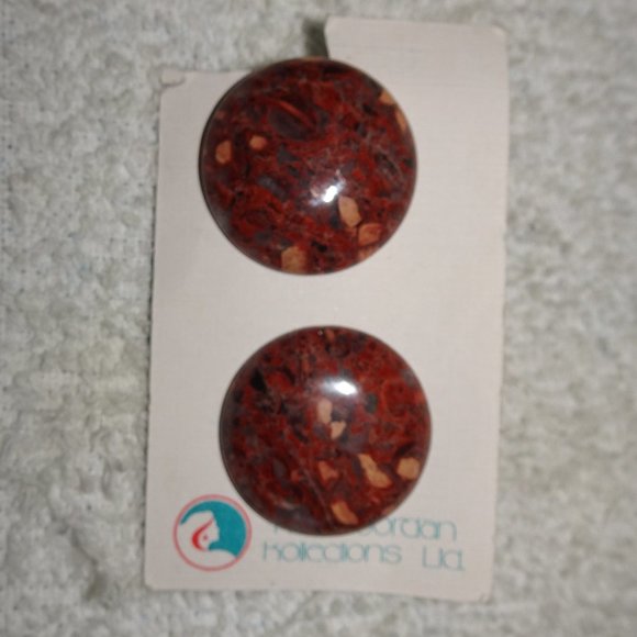 Karla Jordan Sand Onyx Pierced Button Earrings - Picture 2 of 4